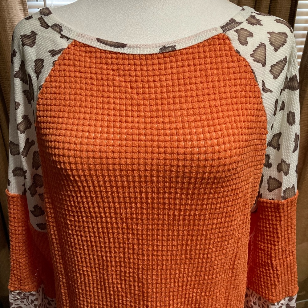 Orange Waffle Knit Top NEW WITHOUT TAGS
